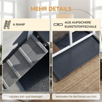 Kleintierstall mit 2 Ebenen 4 Rollen versiegeltes Tannenholz Grau