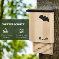 3er-Set Fledermaushaus, wetterbeständig, bis zu 3 Fledermäuse pro Haus, behandeltes Tannenholz, Natur + Schwarz