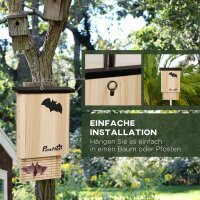 3er-Set Fledermaushaus, wetterbeständig, bis zu 3 Fledermäuse pro Haus, behandeltes Tannenholz, Natur + Schwarz