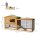 Hasenstall 2 Ebenen Kaninchenstall Tannenholz Winterfest Doppelstockhaus mit Freilaufgehege Rampe 150x52x68 cm Gelb