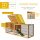 Hasenstall 2 Ebenen Kaninchenstall Tannenholz Winterfest Doppelstockhaus mit Freilaufgehege Rampe 150x52x68 cm Gelb