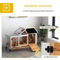 Kleintierstall für Zwergkaninchen, Meerschweinchen, mit Rädern, 108 x 58 x 73,5 cm, Gelb