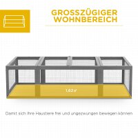Freilaufgehege für Kleintiere Aufklappbares Dach Tannenholz Grau