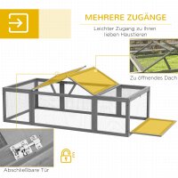 Freilaufgehege für Kleintiere Aufklappbares Dach Tannenholz Grau