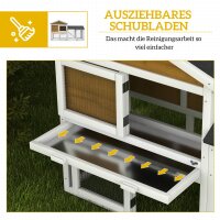 Hasenstall 2 Etagen Kaninchenstall Holz Kaninchenkäfig mit Bitumendach Freilaufgehege Rampe Türen 147x54x84 cm Gelb
