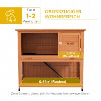 Kleintierstall Kleintierhaus Nagerstall, wetterbeständig, 2 Bodenwannen, 123 x 63 x 112 cm, Orange