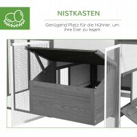 Hühnerstall Kleintierstall 2 Außengehege, 1 Nistkasten, 2 Rampen,Asphaltdach, wetterbeständig, Grau