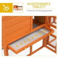 Kleintierstall, Kleintierkäfig, Outdoor-Kaninchenstall, Freilaufgehege, winterfest, Massivholz, 150 x 45 x 85 cm, Orange