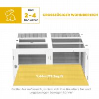 Freigehege Kleintierstall, Kaninchenstall, Holzkonstruktion, klappbar, für drinnen und draußen, Hellgrau