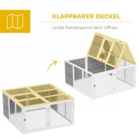Freigehege Kleintierstall, Kaninchenstall, Holzkonstruktion, klappbar, für drinnen und draußen, Hellgrau