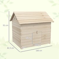 Entenhaus mit aufklappbarem Kippdach, Geflügelhaus mit erhöhten Boden und Rampe, Tannenholz, 100 x 82,5 x 91 cm