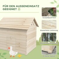 Entenhaus mit aufklappbarem Kippdach, Geflügelhaus mit erhöhten Boden und Rampe, Tannenholz, 100 x 82,5 x 91 cm