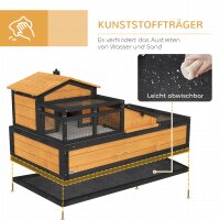 Schuldkrötenhaus, 2 Ebenen, für drinnen und draußen, Schublade, Tannenholz, Gelb
