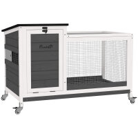 Kaninchenstall aus Holz Hasenstall mit Freilaufgehege...