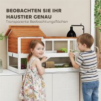 Schildkrötenhaus, 2-Ebenen-Gehege, Lampenhalter, Kleintierkäfig, Orange