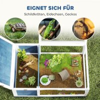 Schildkrötenhaus aus Holz Schildkrötengehege mit Haupthäusern aufklappbarem Oberseite 91x60,5x32 cm, Blau