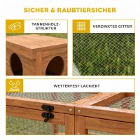 Freilaufgehege Kaninchenstall aus Holz mit 2 Türen Unterschlupfhaus für 2-4 Zwergkaninchen 180,4 x 150 x 48 cm Orange