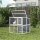 Hasenstall 2 Etagen Kaninchenstall aus Holz mit wetterfest aufklappbar Dach, Freilaufgehege, Rampe, 98x95x102,5 cm Grau