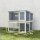 Hasenstall 2 Etagen Kaninchenstall aus Holz mit wetterfest aufklappbar Dach, Freilaufgehege, Rampe, 98x95x102,5 cm Grau