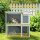 Hasenstall 2 Etagen Kaninchenstall aus Holz mit wetterfest aufklappbar Dach, Freilaufgehege, Rampe, 98x95x102,5 cm Grau