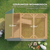 Hasenstall Kaninchenstall Holz Kaninchenkäfig mit aufklappbar Bitumendach, Freilaufgehege, Türen 125,5x100x49 cm Grau