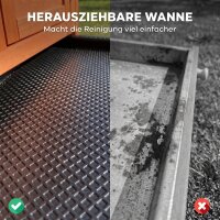 Hasenstall erhöhter Kaninchenstall aus Holz mit aufklappbar Bitumendach herausziehbarer Schublade 90x45x65 cm Orange