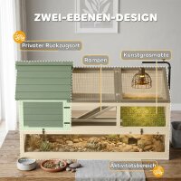 childkrötenhaus aus Holz Schildkrötengehege mit Zwei Haupthäusern aufklappbarem Oberseite Lampenhalter Grau