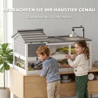childkrötenhaus aus Holz Schildkrötengehege mit Zwei Haupthäusern aufklappbarem Oberseite Lampenhalter Grau