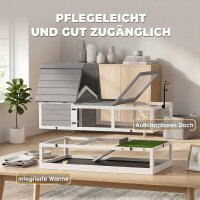 childkrötenhaus aus Holz Schildkrötengehege mit Zwei Haupthäusern aufklappbarem Oberseite Lampenhalter Grau