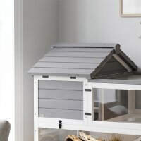 childkrötenhaus aus Holz Schildkrötengehege mit Zwei Haupthäusern aufklappbarem Oberseite Lampenhalter Grau