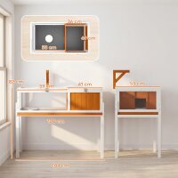 Schildkrötenhaus aus Holz Schildkrötengehege mit Haupthaus, Sichtfenster, Deckel, 104cm x 53cm x 82cm, Weiß+Orange