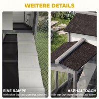 Hasenstall 2 Etagen Kaninchenstall Holz 230 x 53 x 93,5 cm Winterfest mit Asphaltdach Freilaufgehege herausziehbar Wanne
