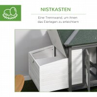 Hühnerstall für Zwerghühner 196 x 76 x 97 cm witterungsbeständig Hühnerhaus mit Nistkasten, Freilaufgehege Sitzstange, Kleintierstall aus Holz für 1-2 Hühner, Grau