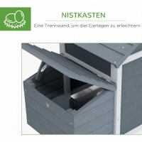 Zwerghühnerstall mit Freigehege Nistkasten herausnehmbare Bodenwanne 150,5 cm x 54 cm x 87 cm Naturholz Grau