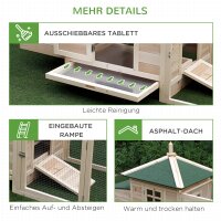 Hühnerstall für Zwerghühner 196 x 76 x 97 cm witterungsbeständig Hühnerhaus mit Nistkasten, Freilaufgehege Sitzstange, Kleintierstall aus Holz für 1-2 Hühner, Natur