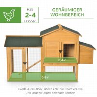 Zwerghühnerstall mit Freilauf und Brutkasten Wetterbeständig versiegeltes Tannenholz, Asphaltdach Gelb+Grün