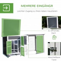 Hühnerstall Hühnerhaus aus Holz 160 x 75 x 80 cm Freilaufgehege mit Tür Nistkasten wasserdicht Dach herausziehbarem Tablett Sitzstange Auslauf Hühnergehege für 1-2 Hühner für Garten Grau+Weiß