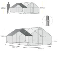 Hühnerstall, Freilaufgehege, Geflügelstall mit Schattendach, Freigehege für 4-6 Hühner, Enten Kaninchen, 3 x 2 x 2 m