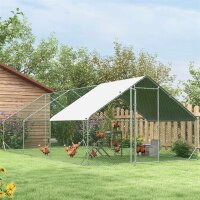 Hühnerstall, Freilaufgehege, Geflügelstall mit Schattendach, Freigehege für 4-6 Hühner, Enten Kaninchen, 3 x 2 x 2 m