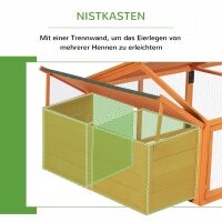 Hühnerstall Freilaufgehege 2,4 x 1,125 x 0,76 m Freigehege mit Schloss Tür aufklappbar Dach Tannenholz Orange