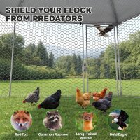 Hühnergehege mit schattenspendendem Dach, verzinktes Stahl, für 10-15 Tiere, Silber