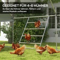 Sitzleiter für Hühner, 4 Sitzstangen, wetterfest, für 4-6 Hühner, Stahl/Holz