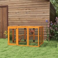 Hühnerstall für 1-3 Hühner, Holzrahmen, Stahldraht, erweiterbares Design, Holzsitzstangen, Orange