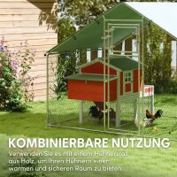 Hühnerstall, Freilaufgehege für Hühner, mit UV-beständiger Plane, Stahlgitter, Futterautomat, für 6-8 Hühner