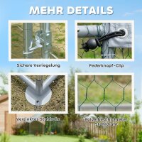 Hühnerauslauf für 5-8 Hühner, Dachplane, verriegelbare Tür, Stahlrahmen, 5,1 m², 3 x 1,7 x 1,9 m