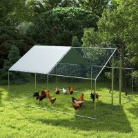 Hühnergehege, großes Hühnergehege aus Metall mit wasserdichter und UV-beständiger Abdeckung, Käfig für 10-15 Hühner, 3 x 3,4 x 1,9 m
