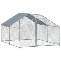 Hühnergehege, großes Hühnergehege aus Metall mit wasserdichter und UV-beständiger Abdeckung, Käfig für 10-15 Hühner, 3 x 3,4 x 1,9 m