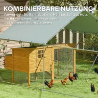 Hühnerstall, Freilaufgehege für Hühner, mit UV-beständiger Plane, Stahlgitter, Futterautomat, für 12-18 Hühner