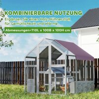Hühnergehege, Hühnerstall mit wasserfestem Dach, 2 Nistkästen, 2 Sitzstangen, für 6-8 Hühner, ca, 1,7 x 1,8 x 1,8 m