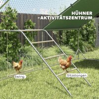 Hühner Spielgerüst aus Holz, Spielplatz für Hühnern mit Hühnerstangen, verstellbar Schaukel, 82 x 150 x 110 cm Silber